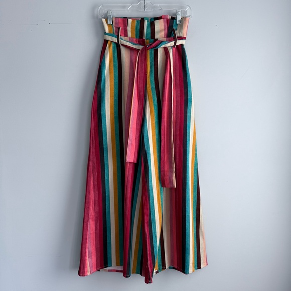 NWT Anthropologie Seen Worn Kept Striped Paperbag High Waisted Wide Leg Pants 2 - Picture 6 of 16